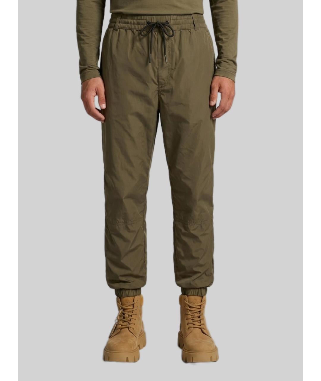 MONCLER GRENOBLE Зеленые полиэстеровые повседневные брюки, фото 4