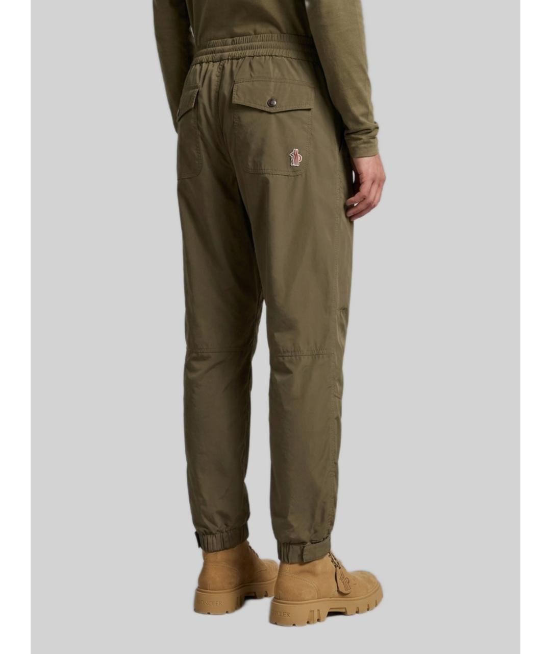 MONCLER GRENOBLE Зеленые полиэстеровые повседневные брюки, фото 2