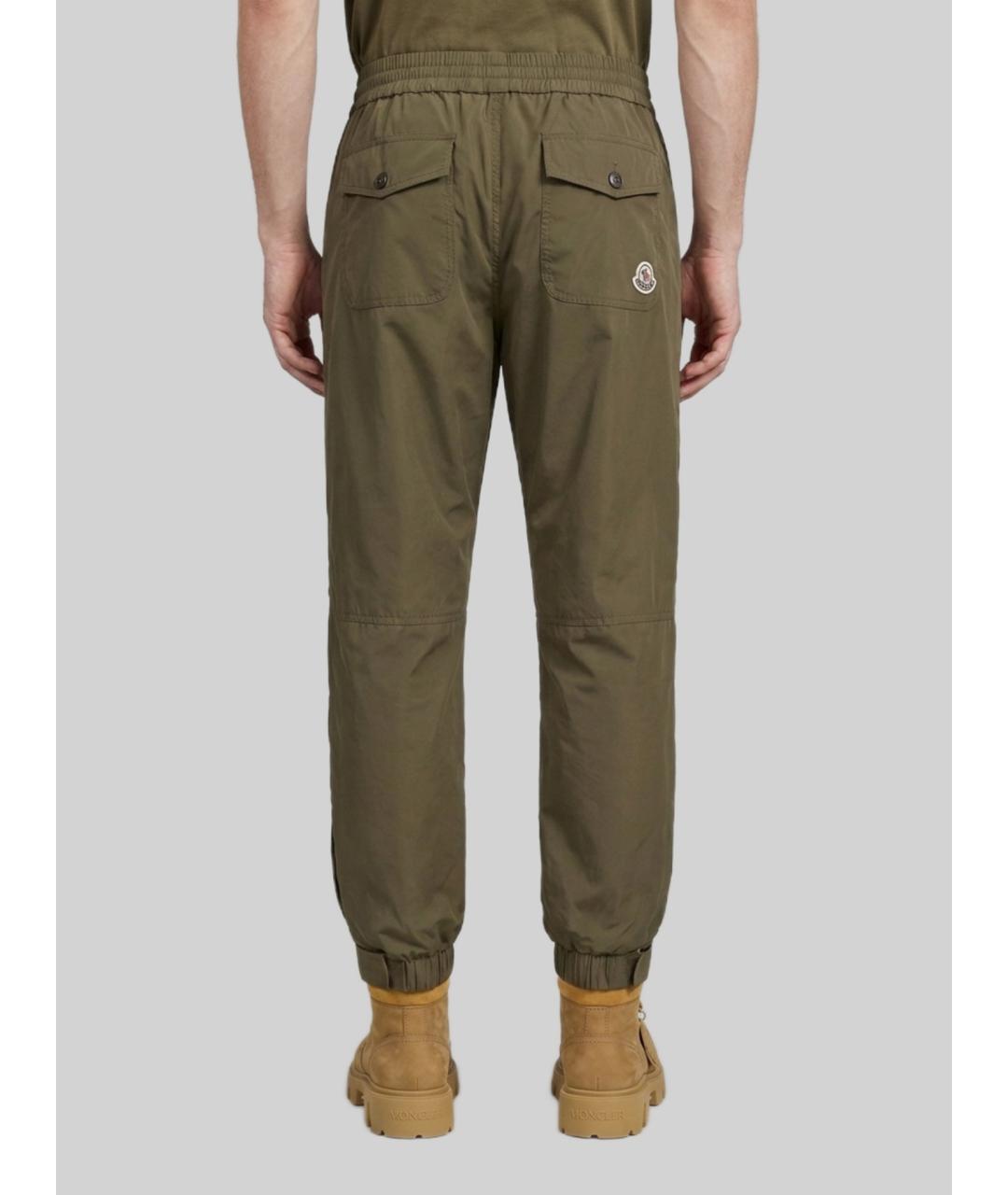 MONCLER GRENOBLE Зеленые полиэстеровые повседневные брюки, фото 3