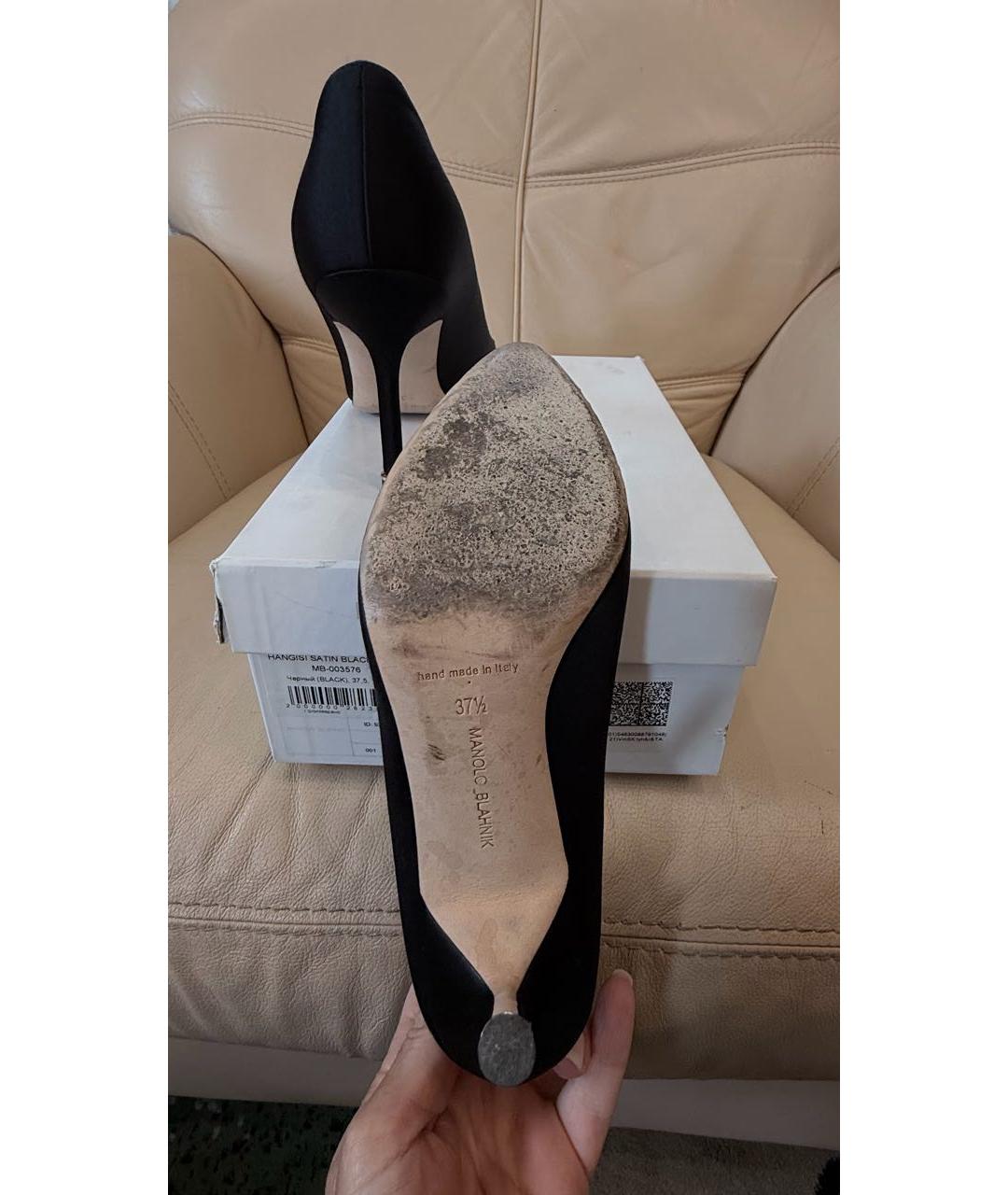 MANOLO BLAHNIK Черные текстильные туфли, фото 7