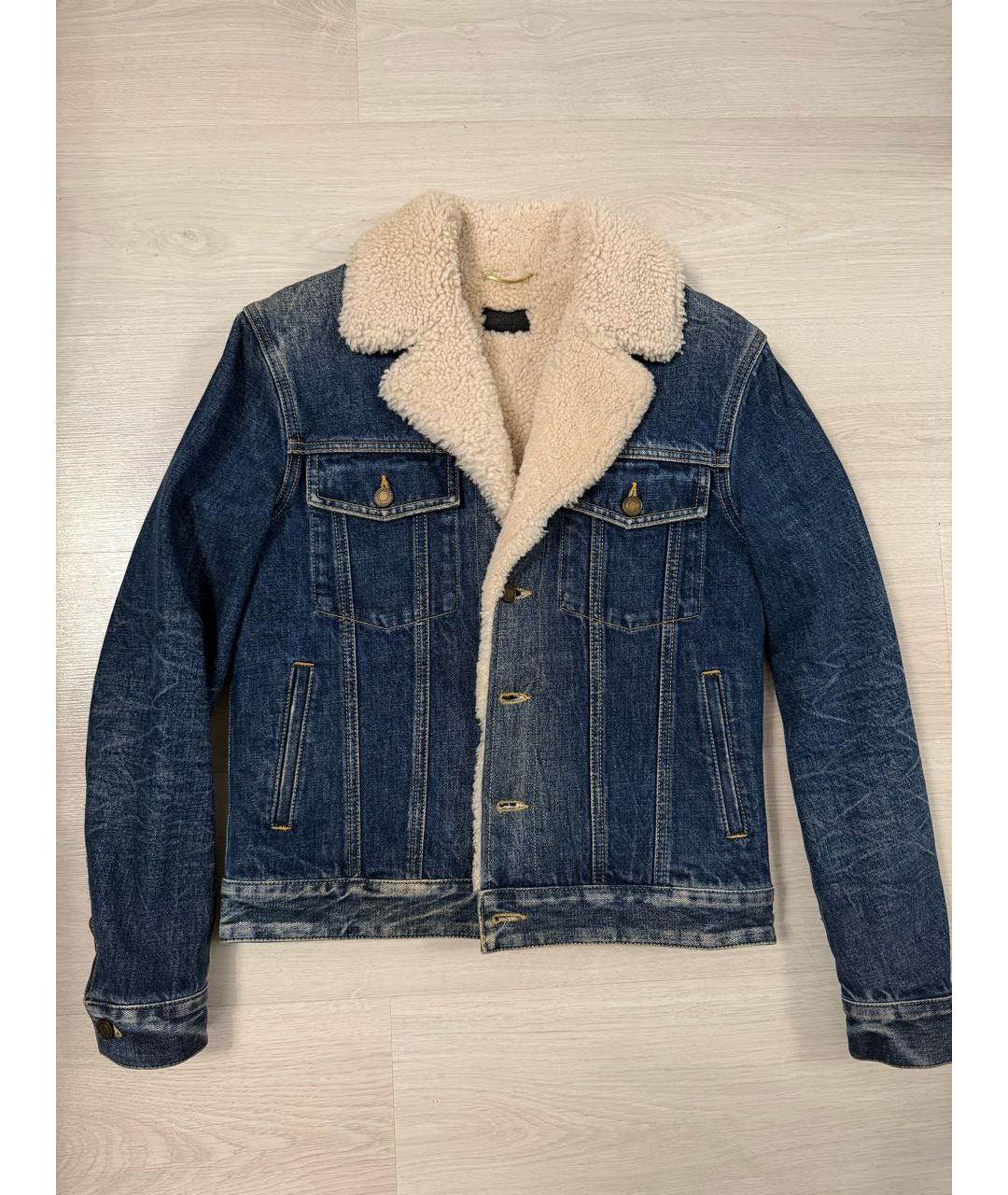 SAINT LAURENT Темно-синяя хлопковая дубленка, фото 2