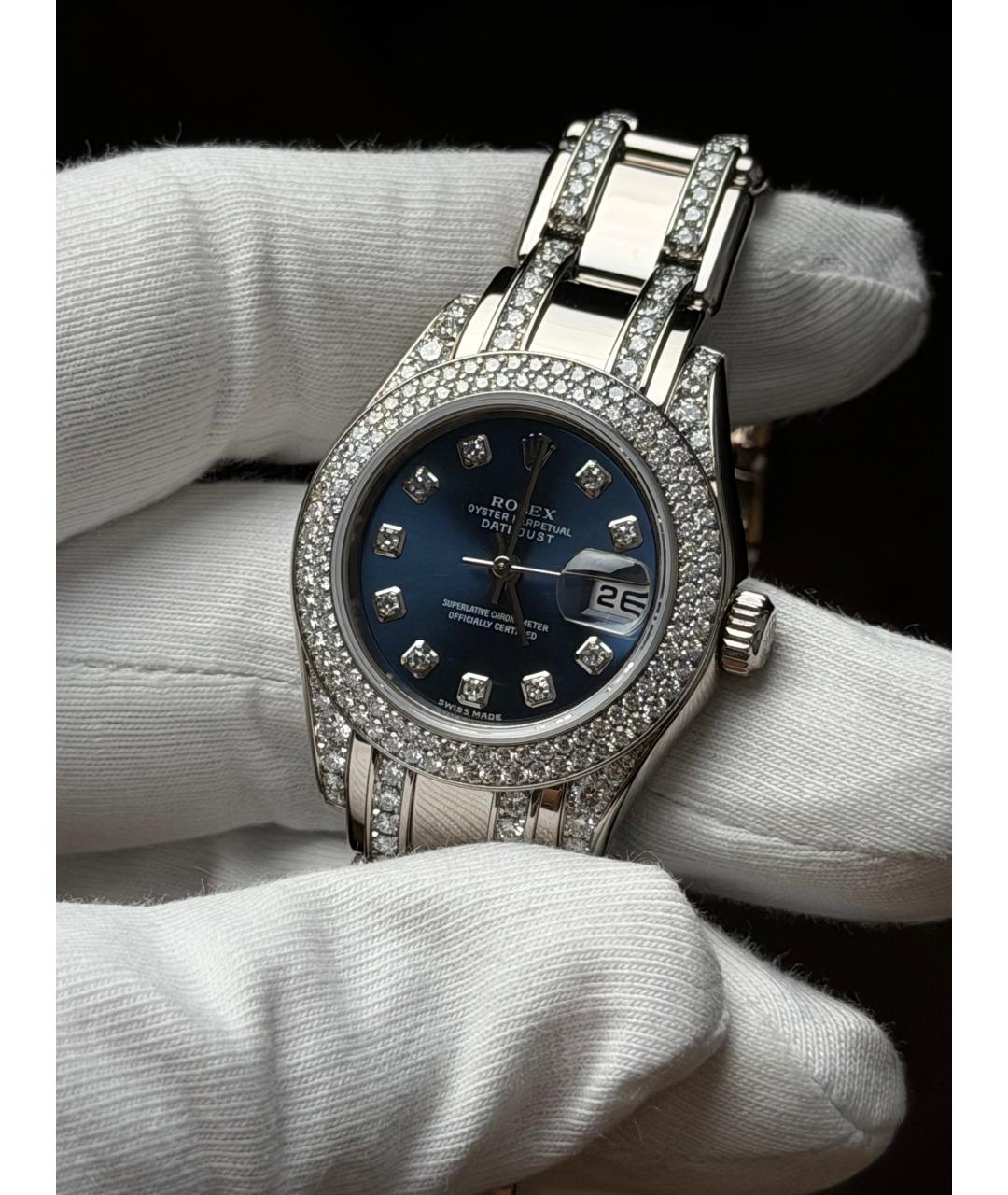 ROLEX Темно-синие часы из белого золота, фото 2