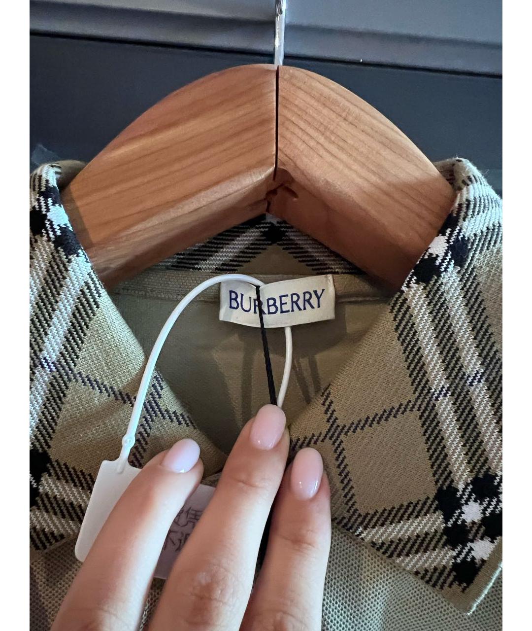 BURBERRY Хаки хлопковое поло с коротким рукавом, фото 3
