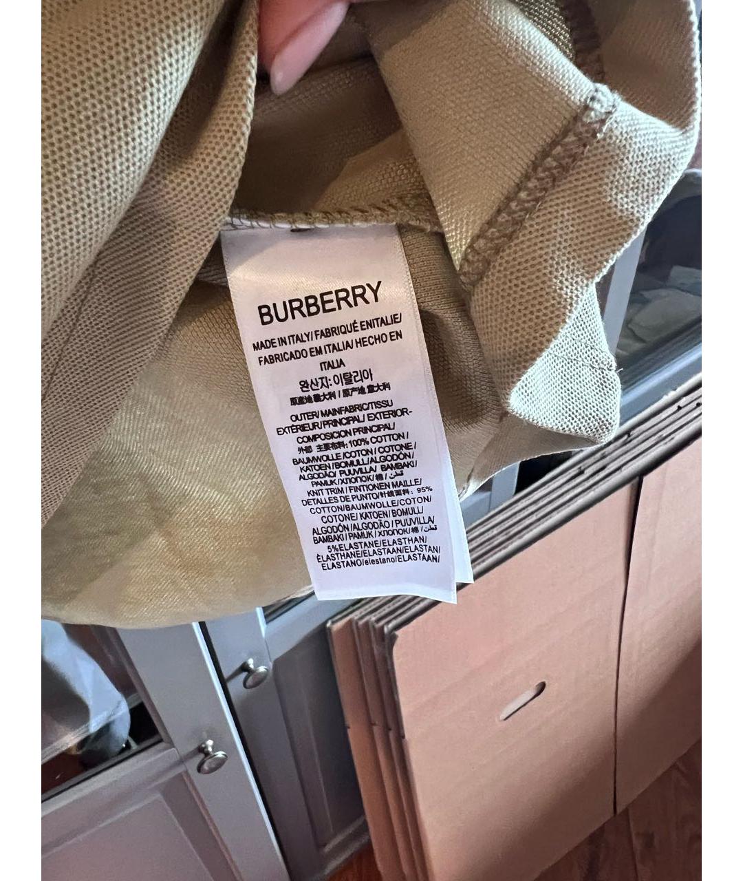 BURBERRY Хаки хлопковое поло с коротким рукавом, фото 6