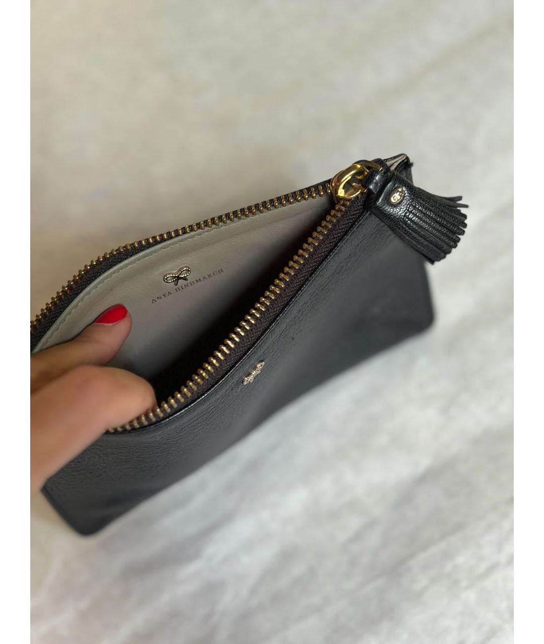 ANYA HINDMARCH Черный кожаный кошелек, фото 4
