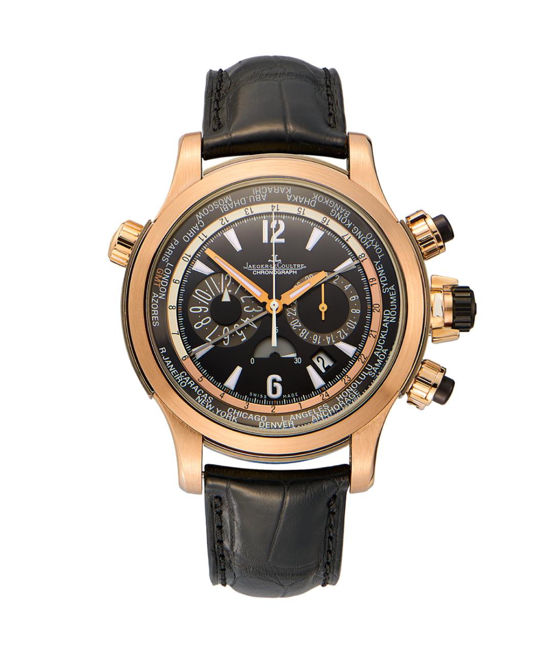 Jaeger LeCoultre Черные часы из желтого золота, фото 1