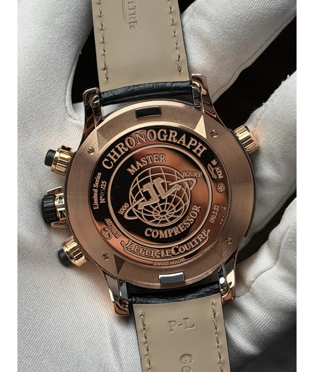 Jaeger LeCoultre Черные часы из желтого золота, фото 8