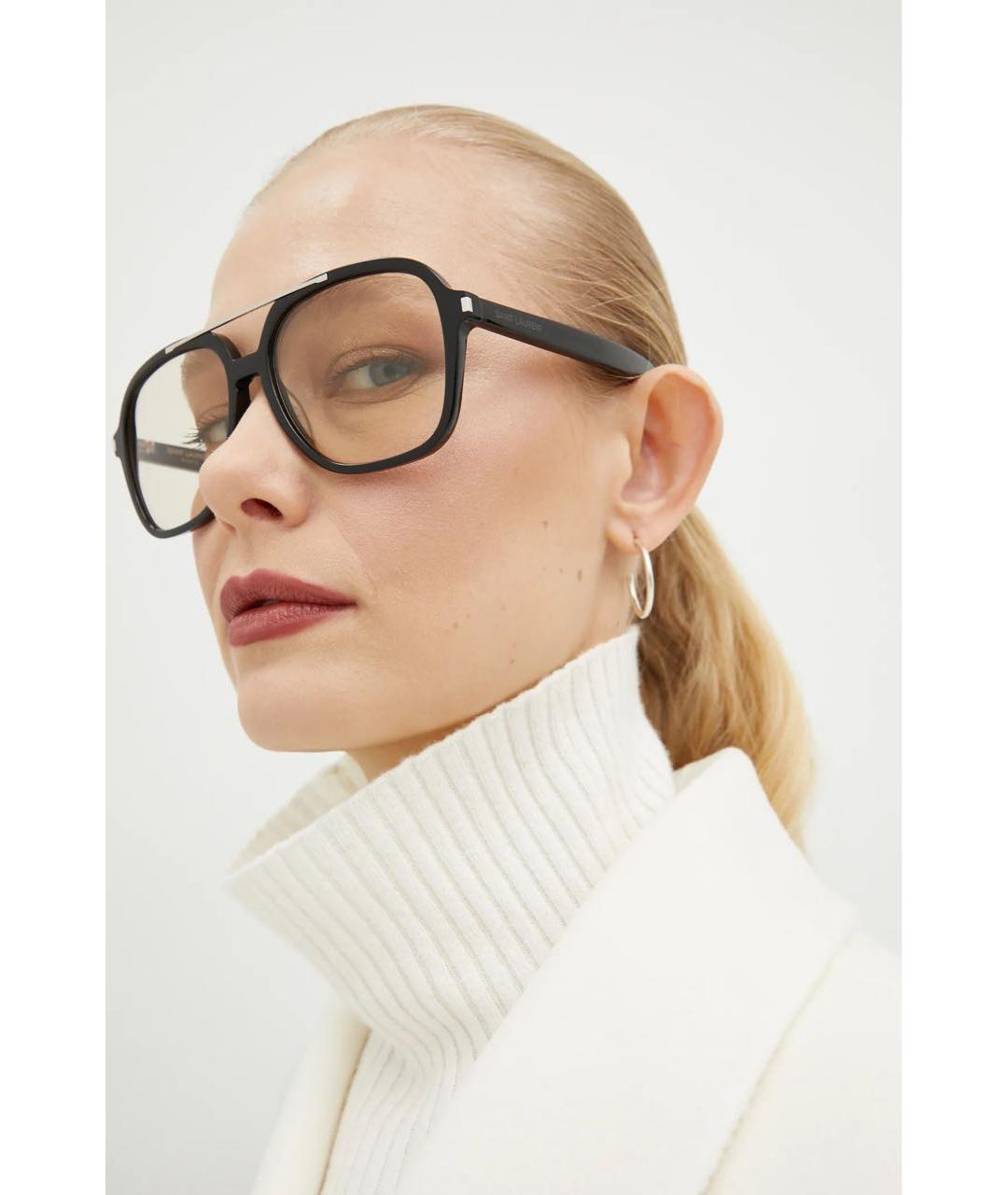 SAINT LAURENT Черные пластиковые солнцезащитные очки, фото 4