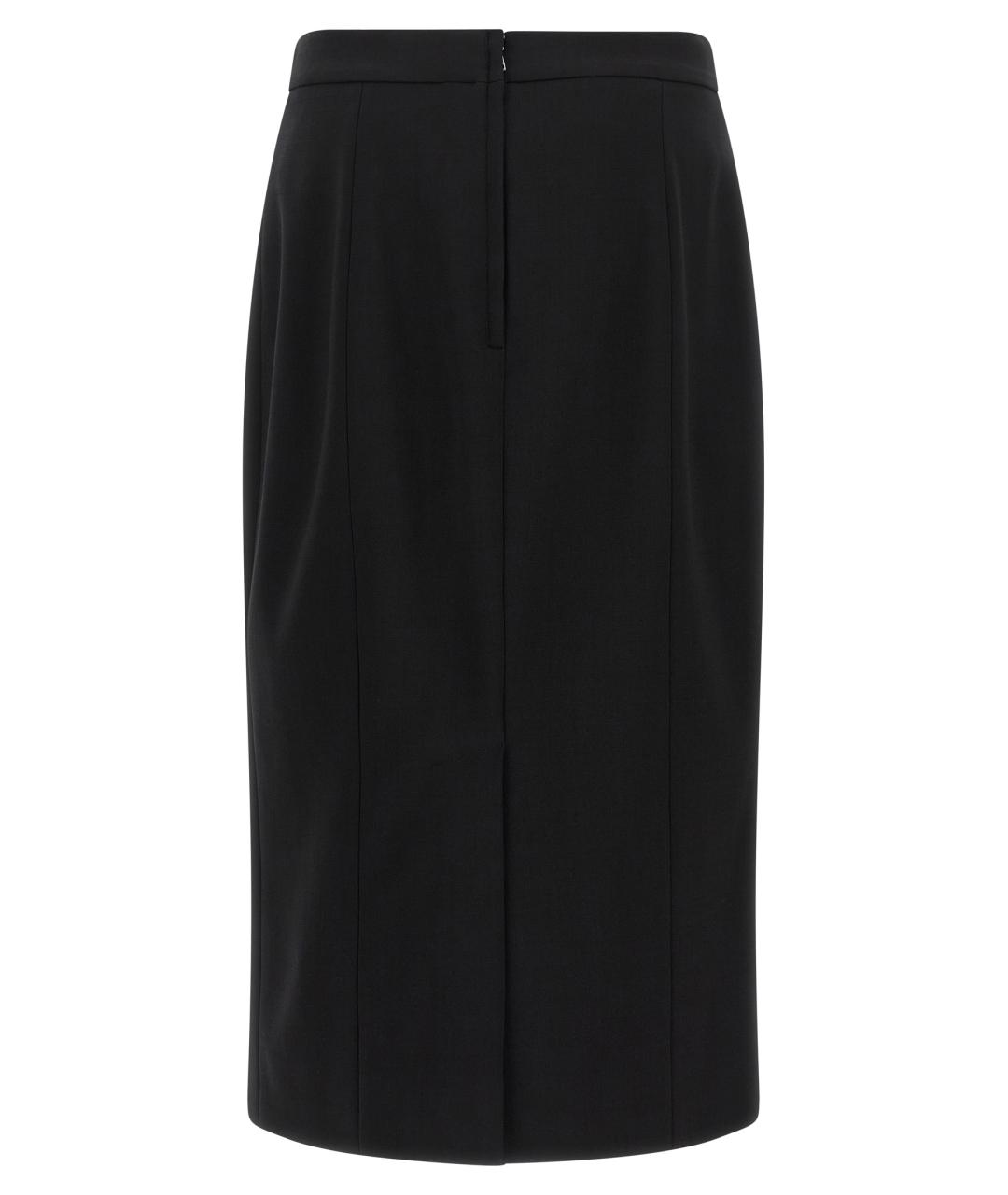 DOLCE&GABBANA Черная шерстяная юбка миди, фото 2