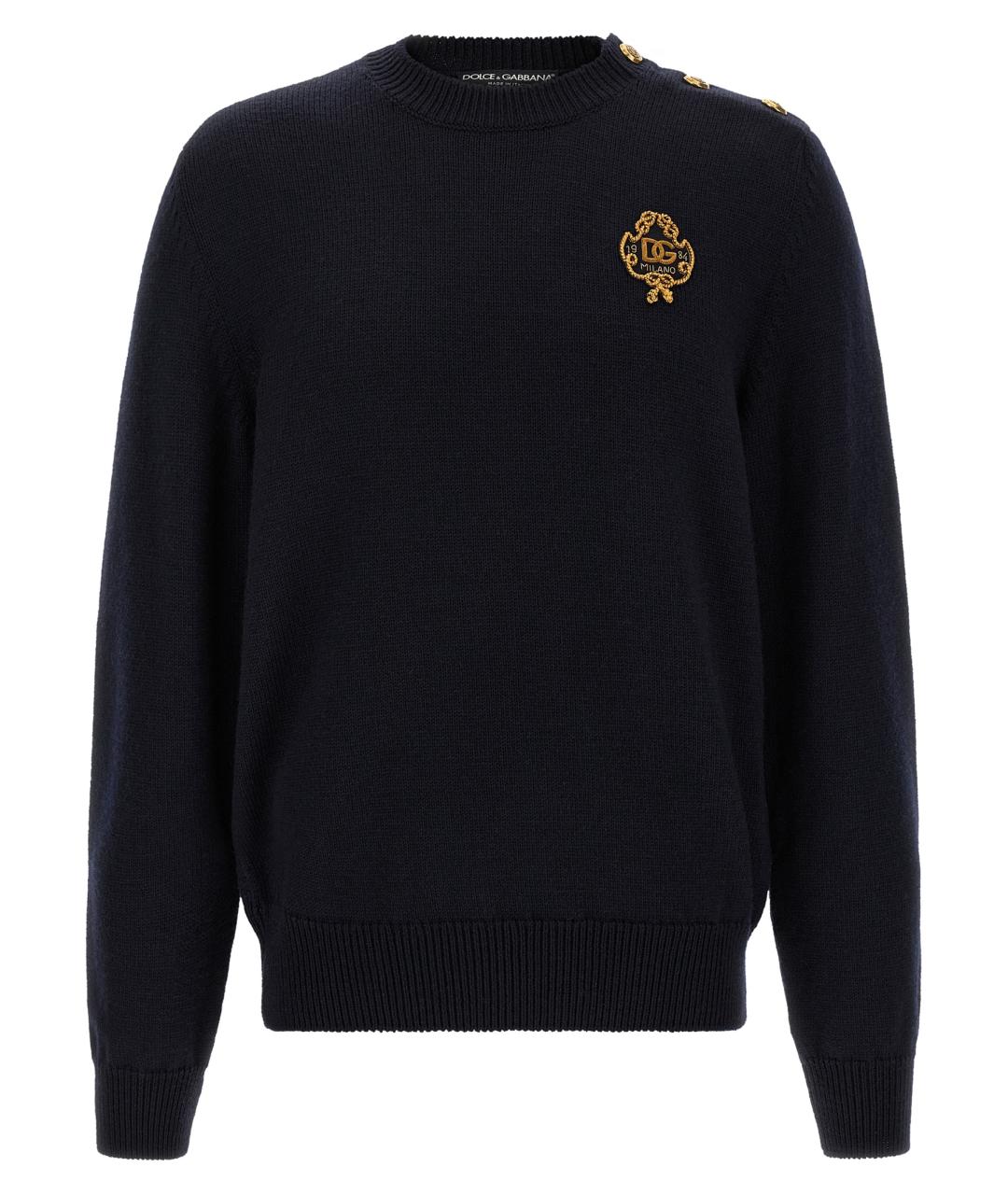 DOLCE&GABBANA Темно-синий шерстяной джемпер / свитер, фото 1