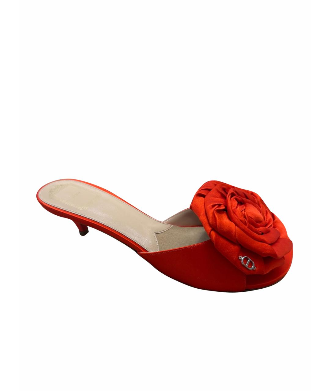 CHRISTIAN DIOR Красные текстильные мюли, фото 6