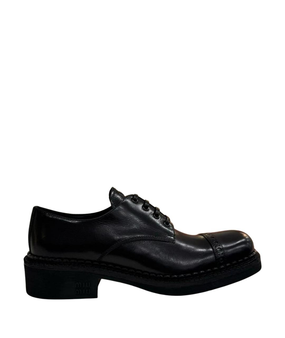 MIU MIU Черные кожаные ботинки, фото 1