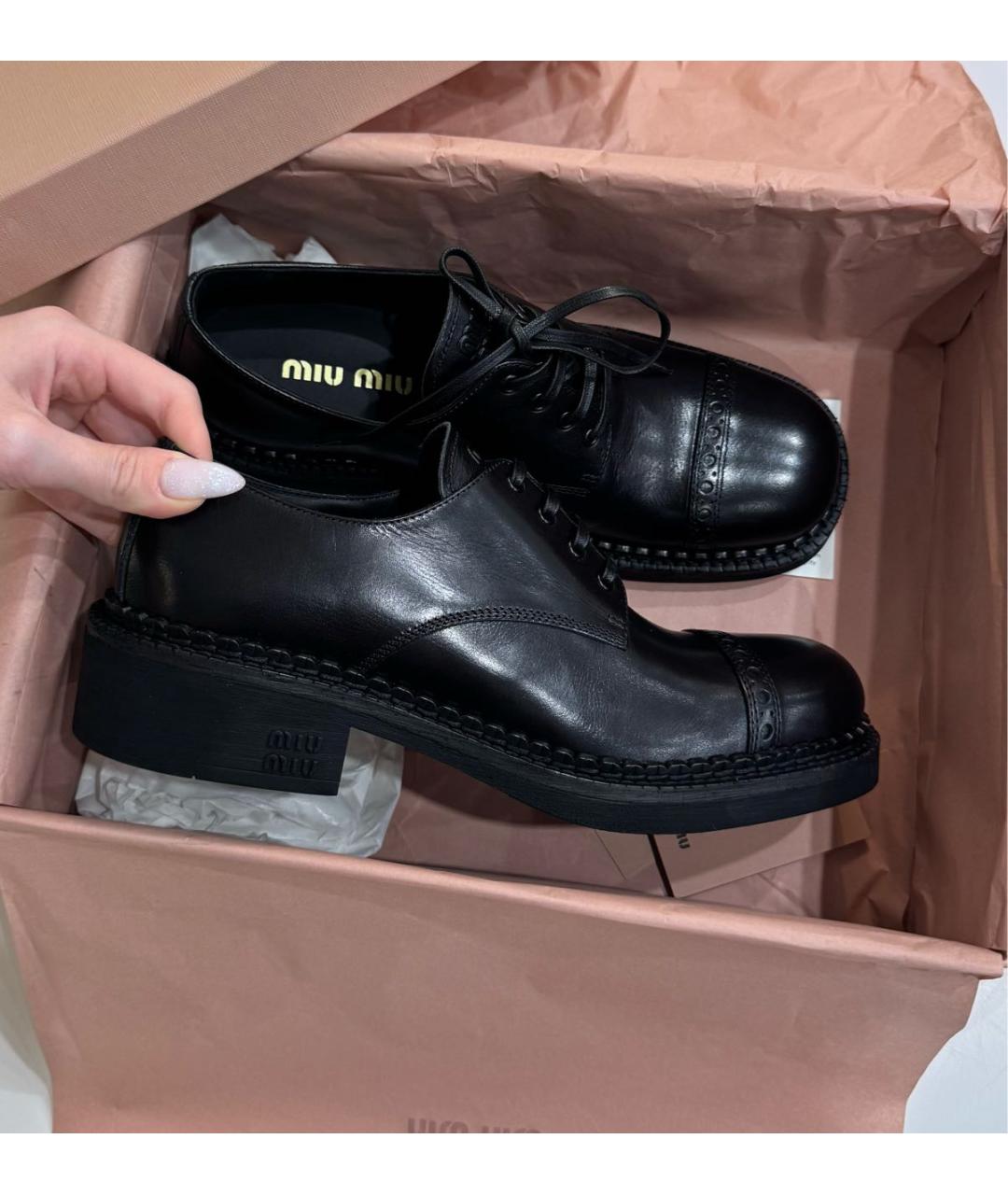 MIU MIU Черные кожаные ботинки, фото 5
