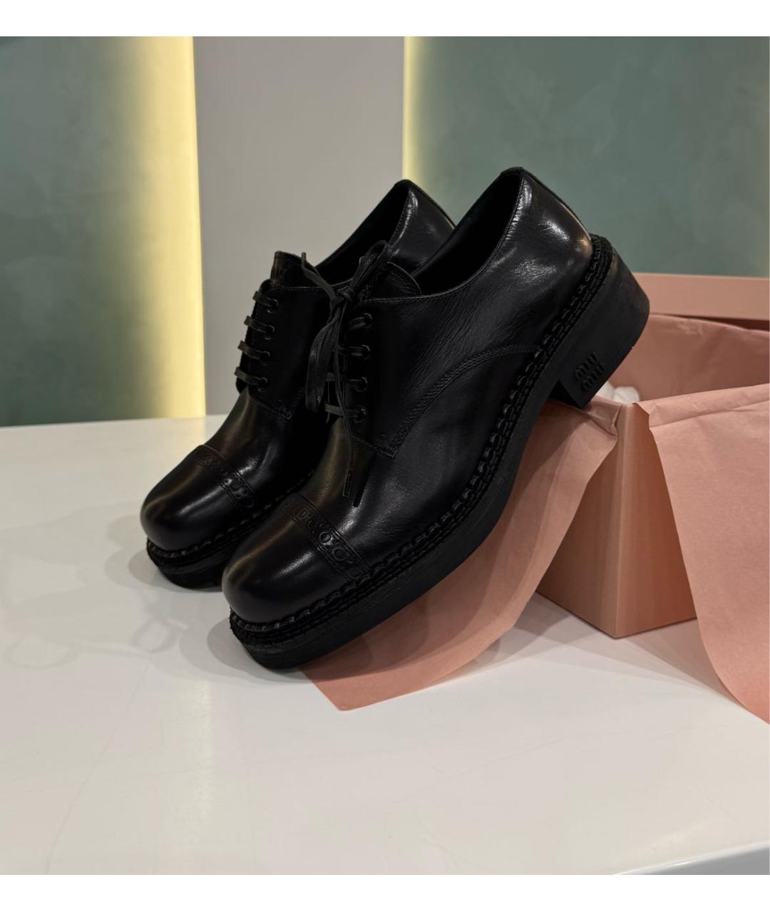 MIU MIU Черные кожаные ботинки, фото 2