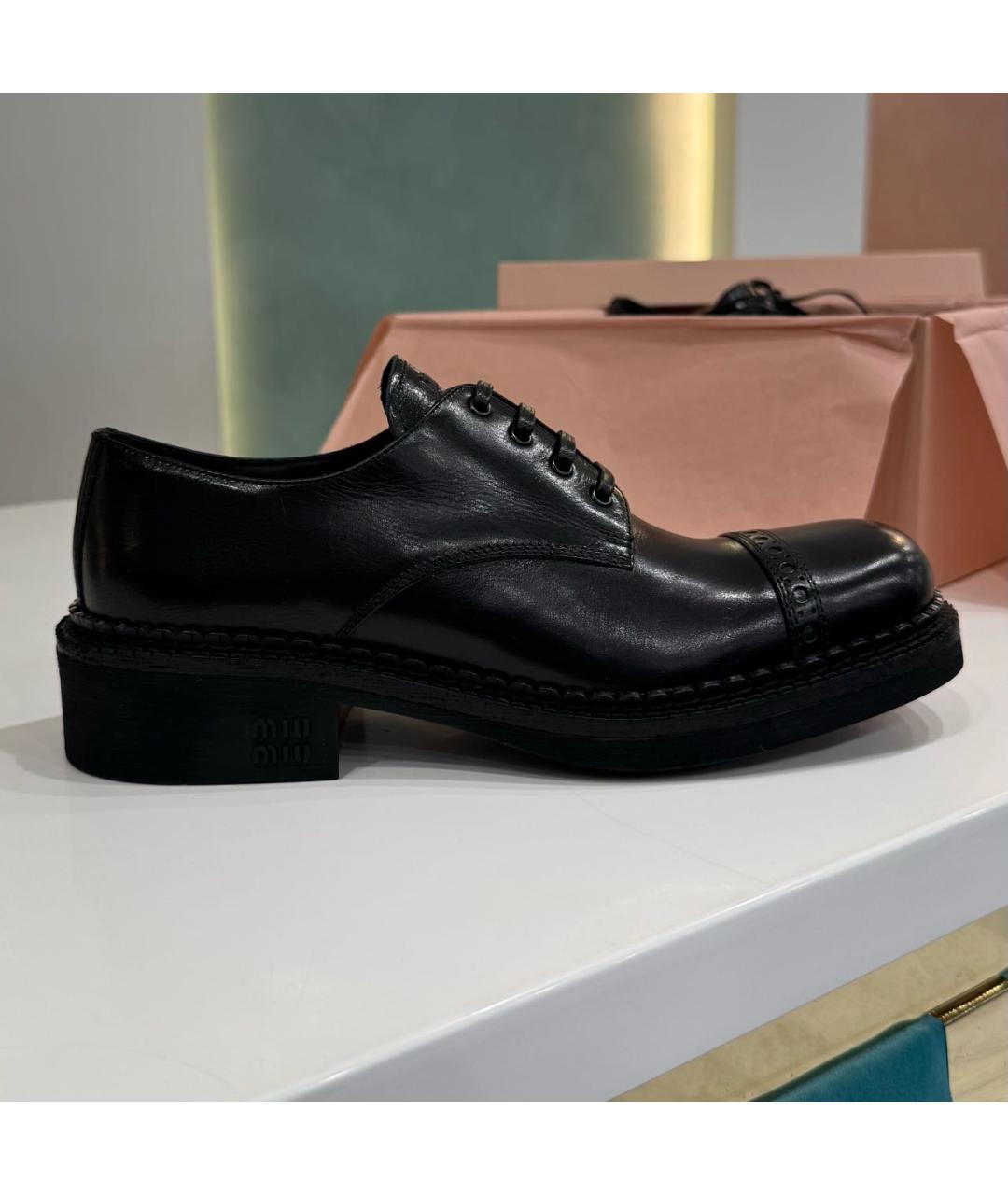 MIU MIU Черные кожаные ботинки, фото 7