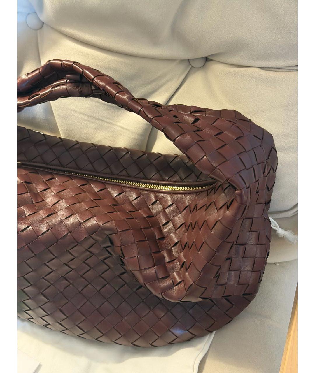 BOTTEGA VENETA Бордовая кожаная сумка тоут, фото 4