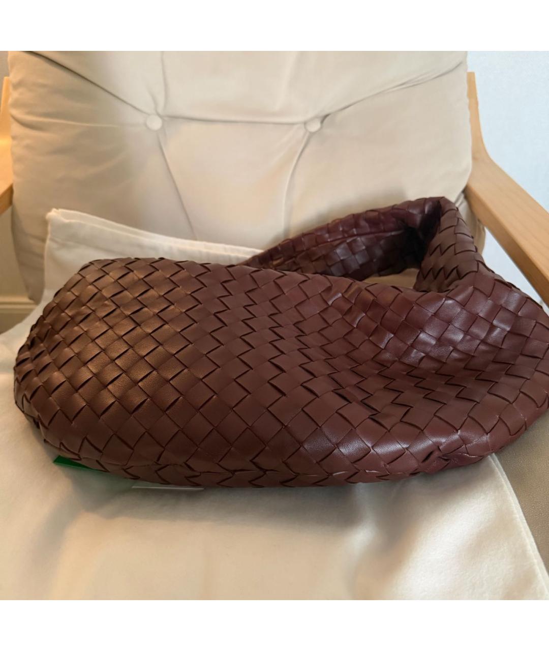 BOTTEGA VENETA Бордовая кожаная сумка тоут, фото 7
