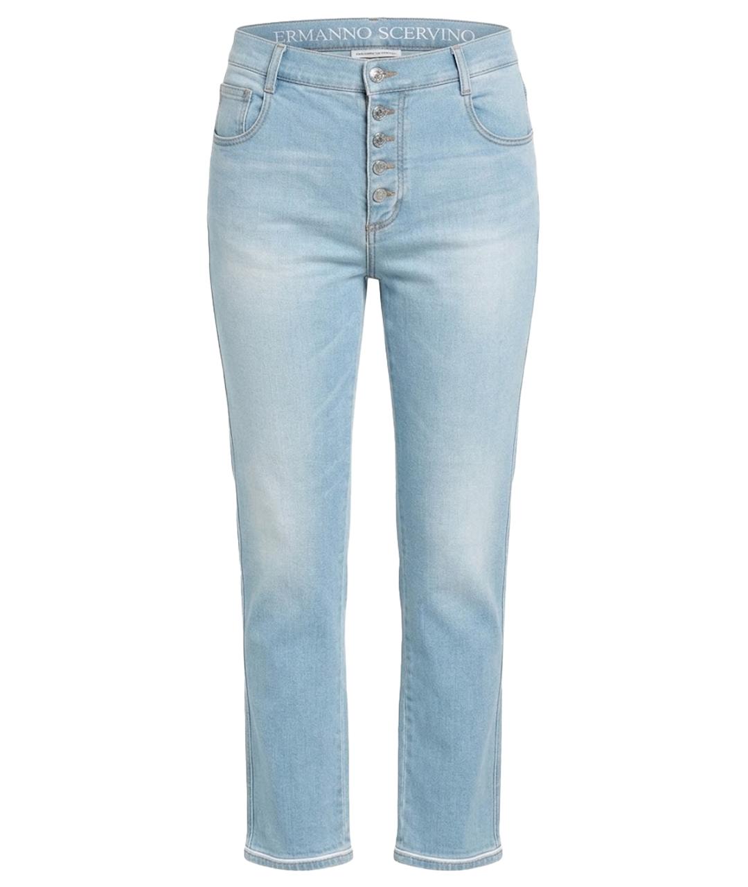 ERMANNO SCERVINO Голубые хлопковые прямые джинсы, фото 1
