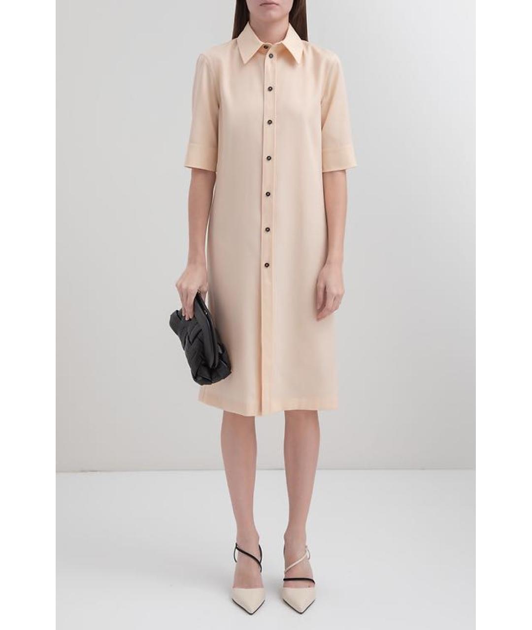 JIL SANDER Бежевое шерстяное платье, фото 6