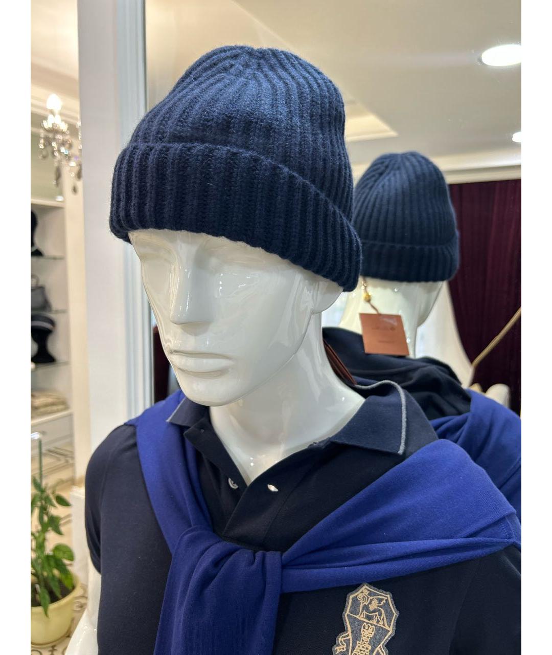 LORO PIANA Темно-синяя кашемировая шапка, фото 4