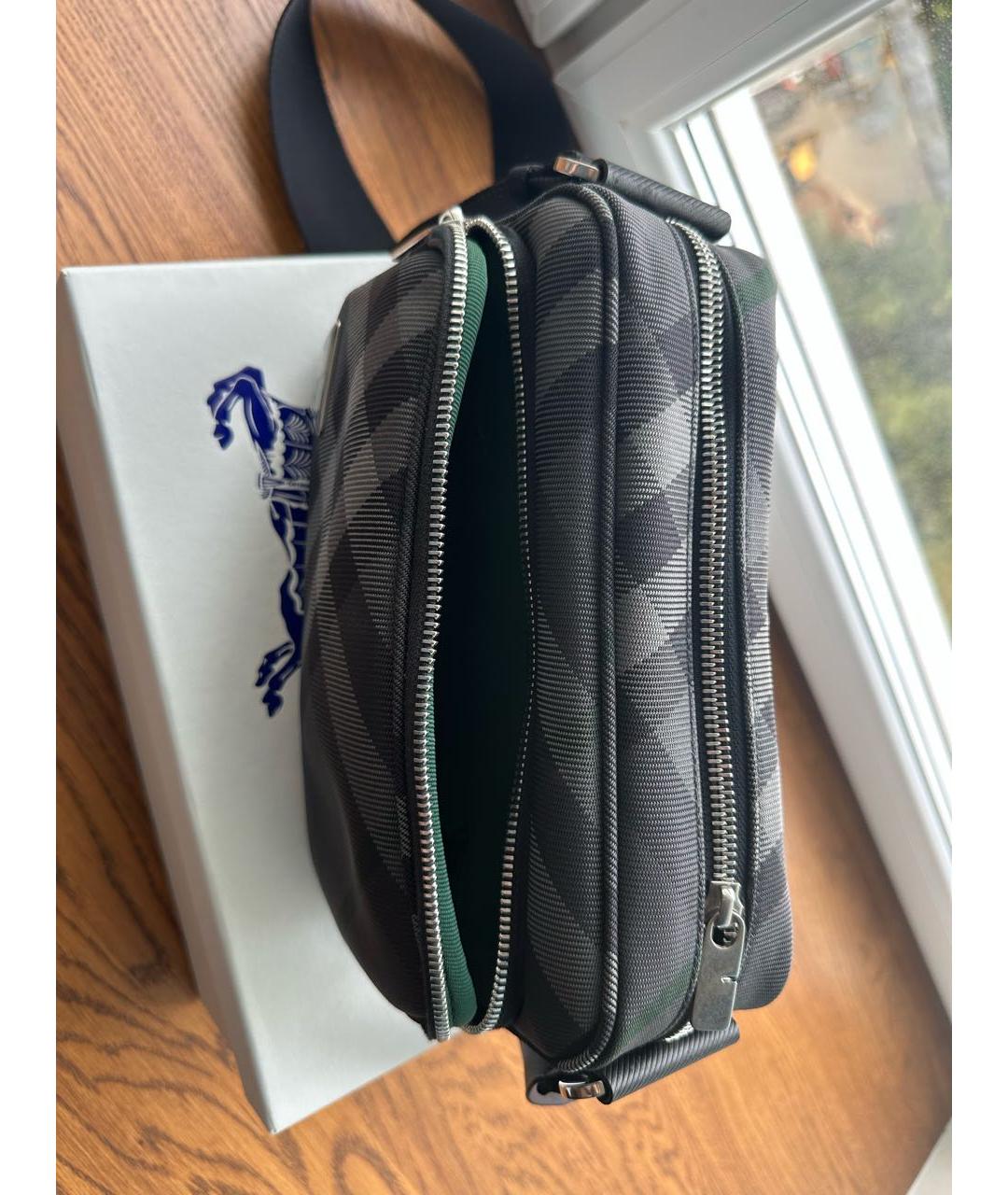 BURBERRY Черная тканевая сумка на плечо, фото 4