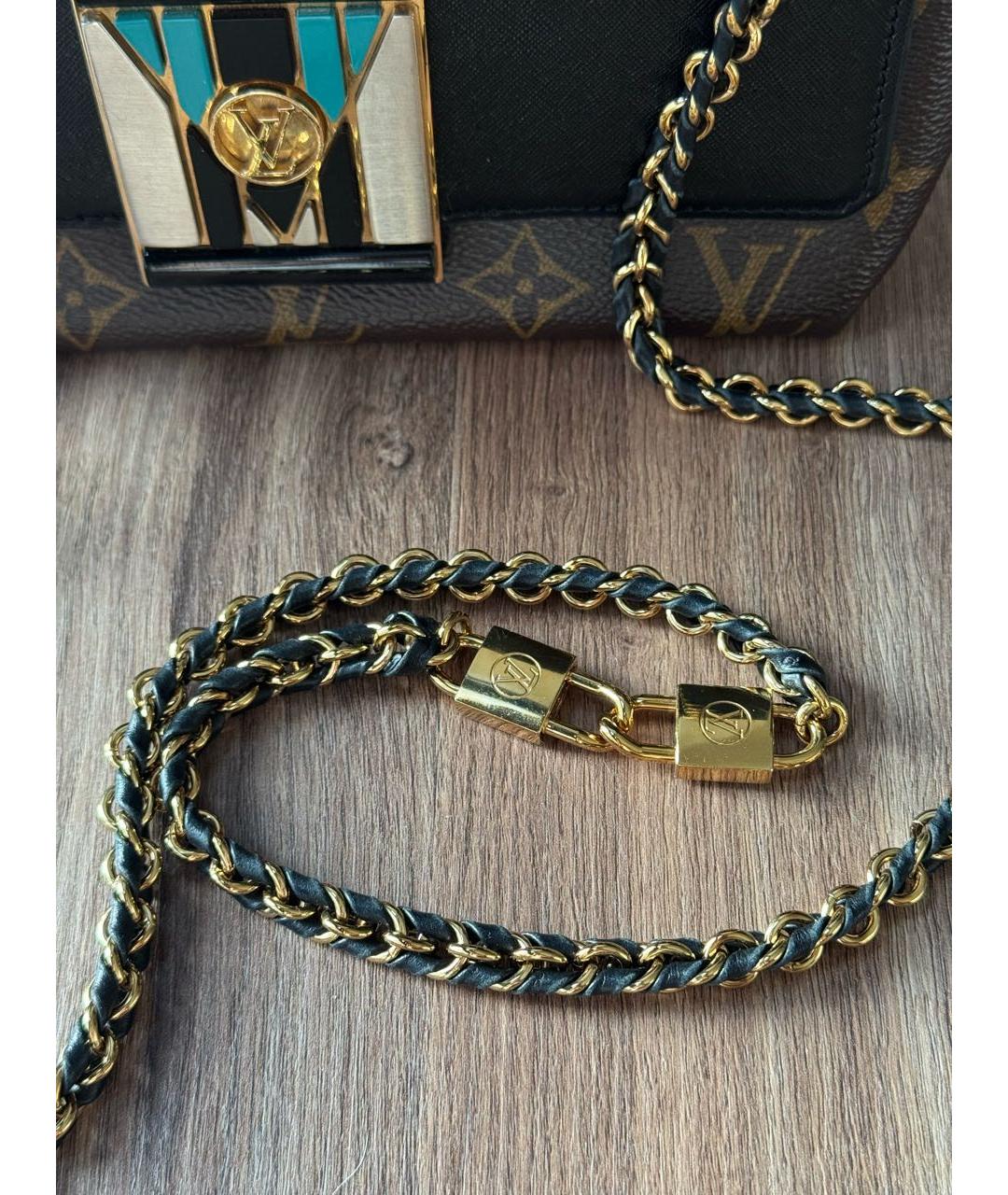 LOUIS VUITTON Коричневая кожаная сумка через плечо, фото 8