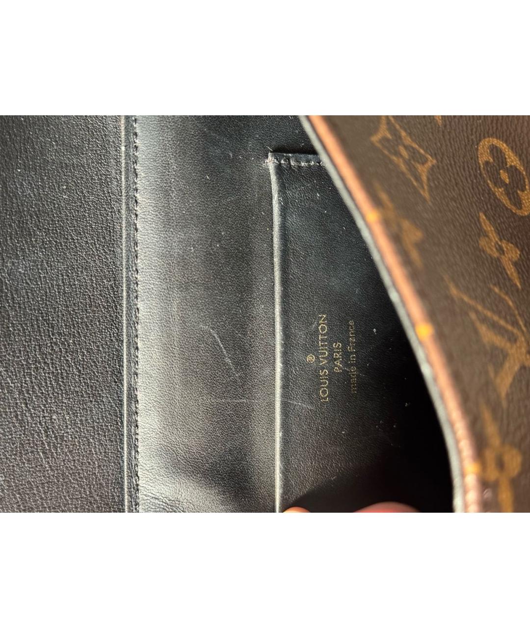 LOUIS VUITTON Коричневая кожаная сумка через плечо, фото 6