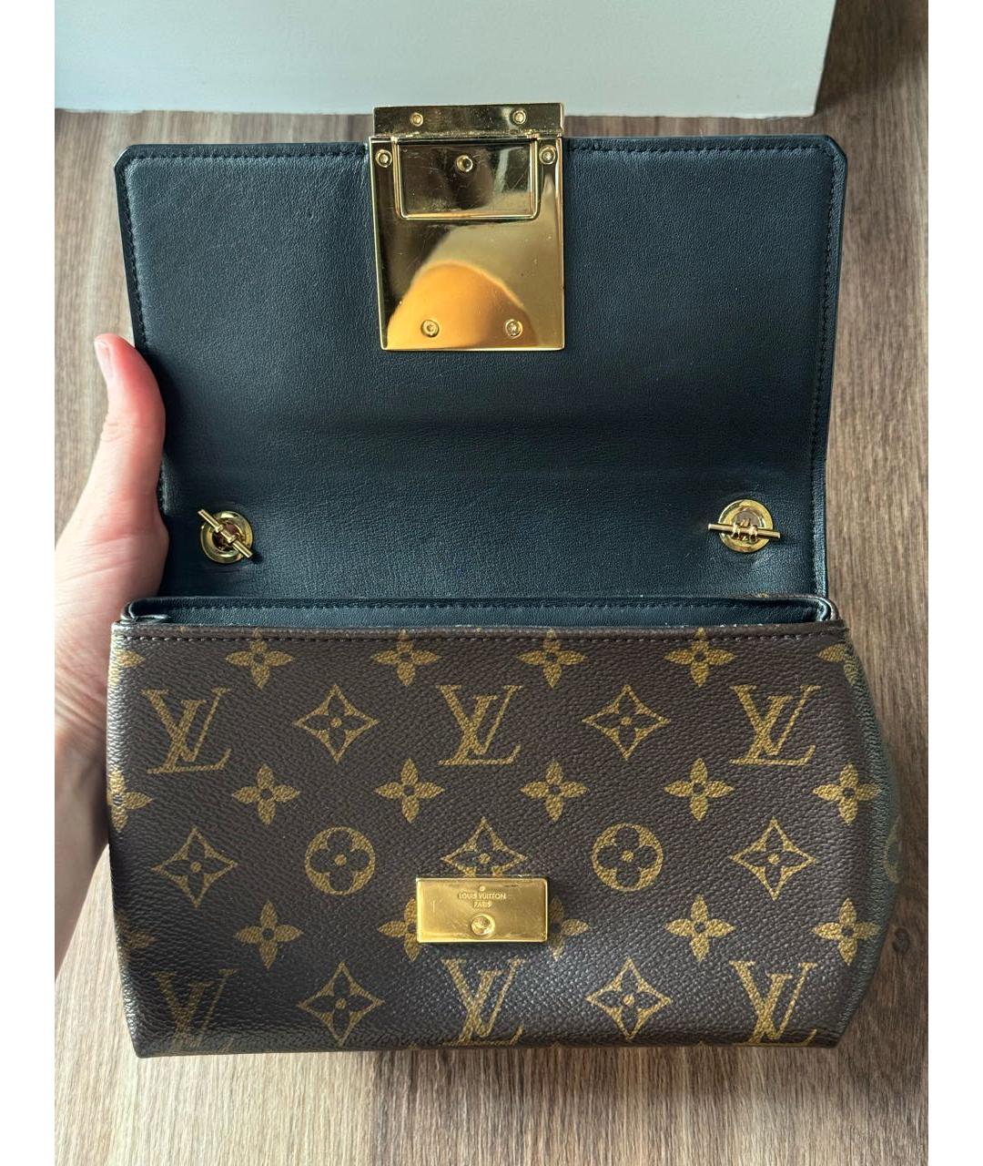 LOUIS VUITTON Коричневая кожаная сумка через плечо, фото 5