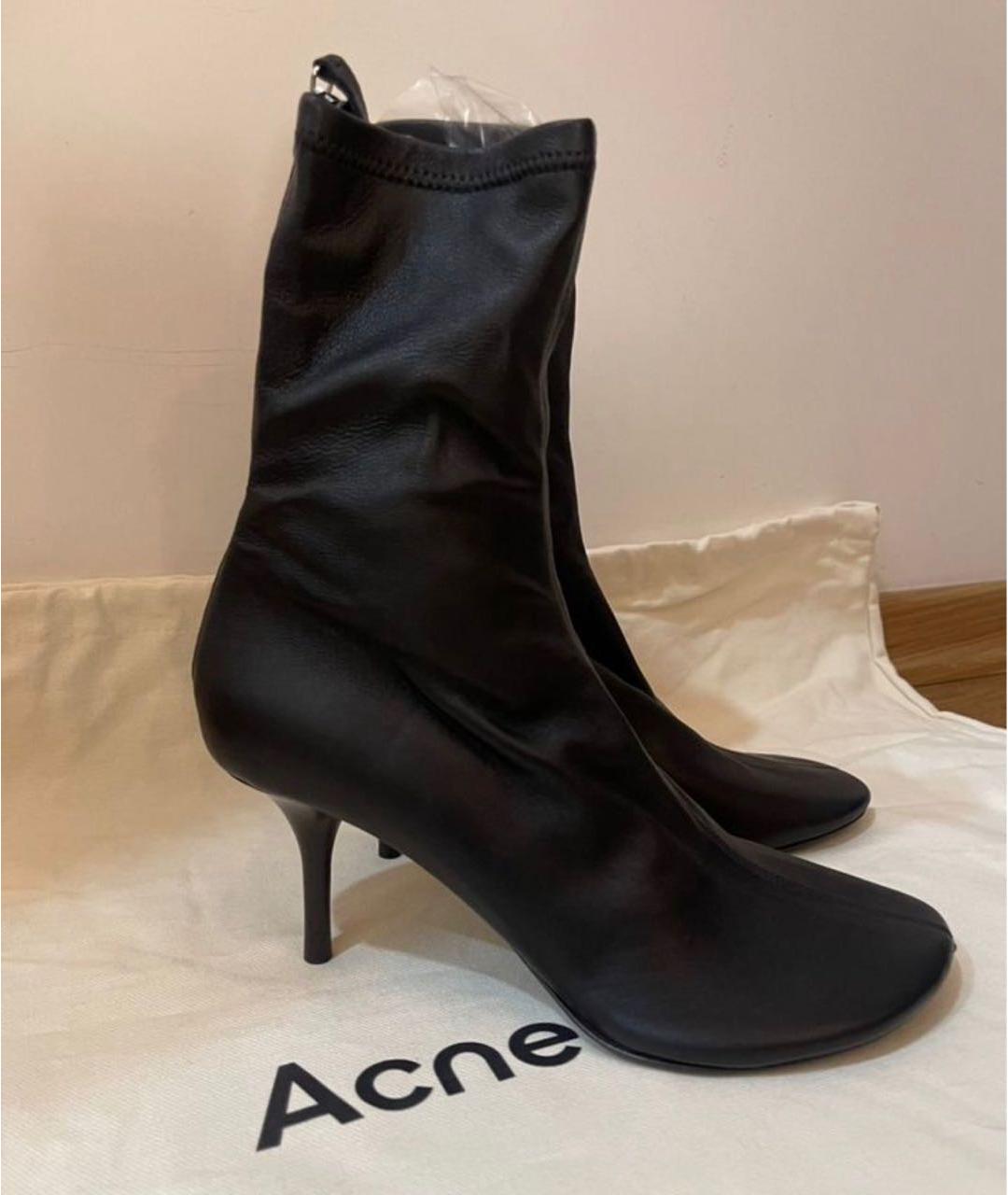 ACNE STUDIOS Черные кожаные ботильоны, фото 3