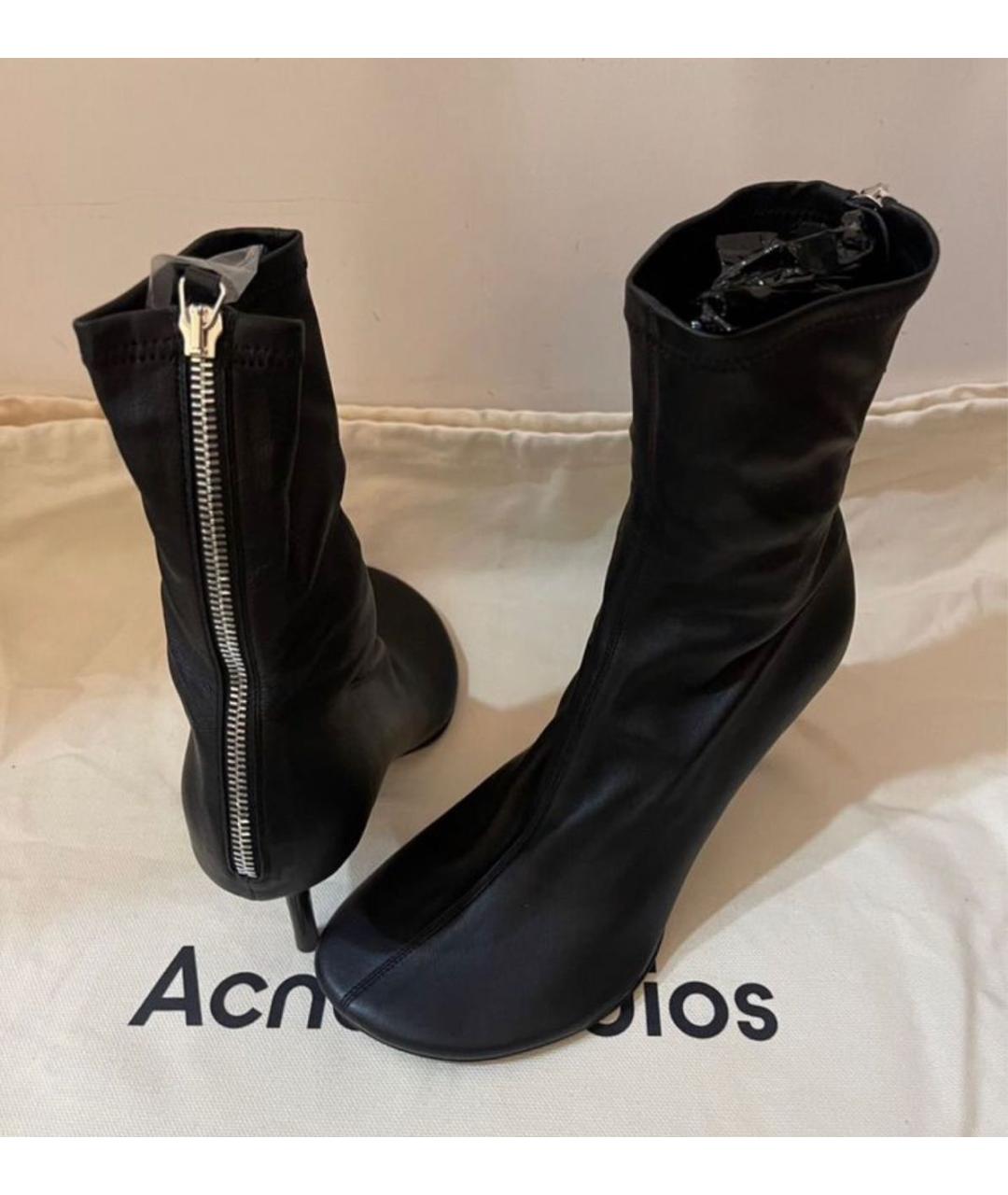 ACNE STUDIOS Черные кожаные ботильоны, фото 6