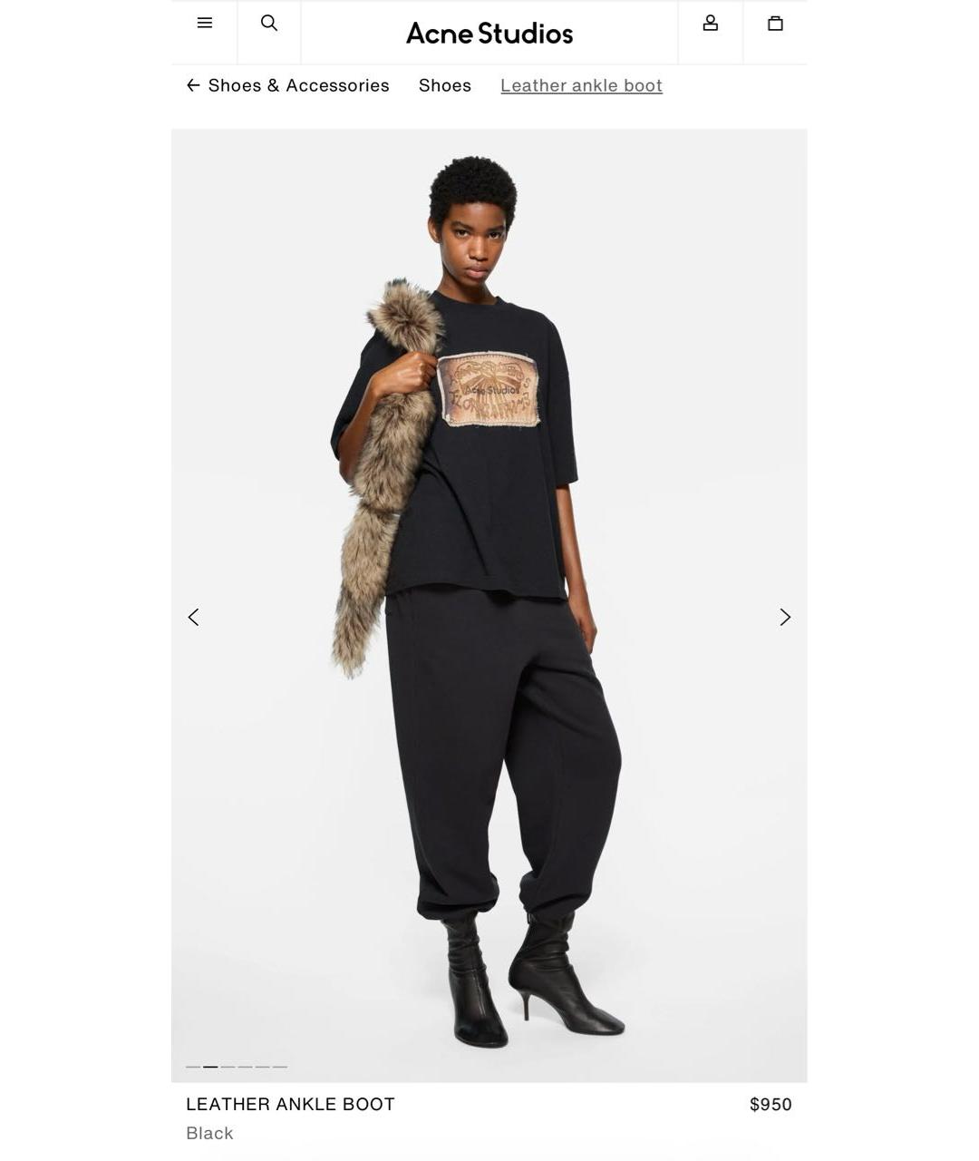 ACNE STUDIOS Черные кожаные ботильоны, фото 5