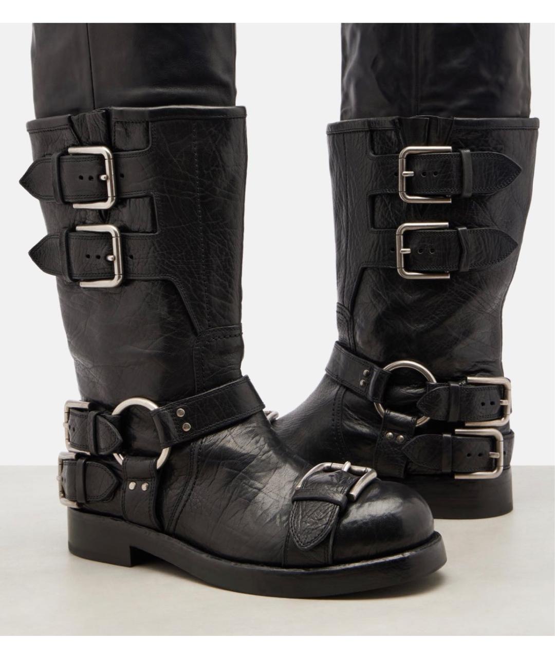 DOLCE&GABBANA Черные кожаные сапоги, фото 3