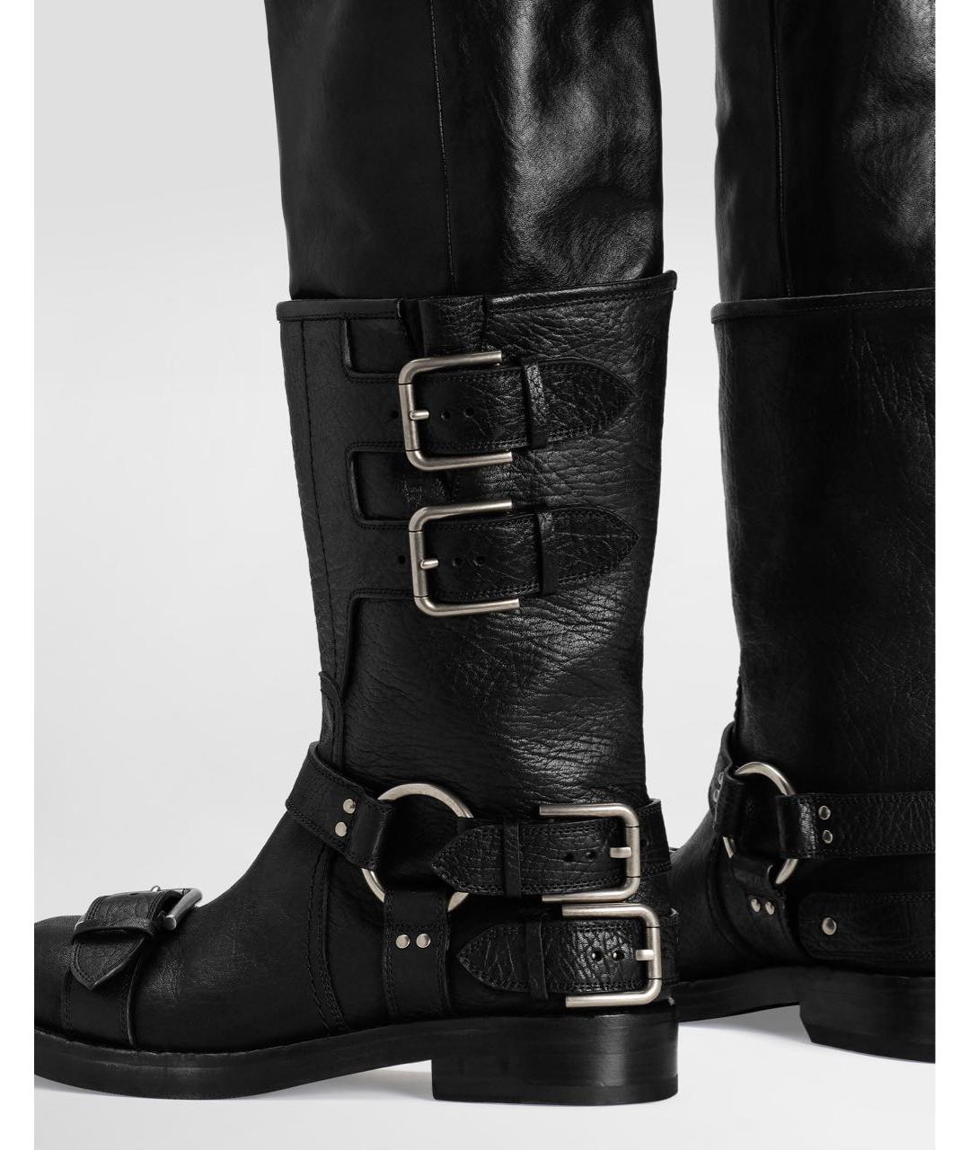 DOLCE&GABBANA Черные кожаные сапоги, фото 5