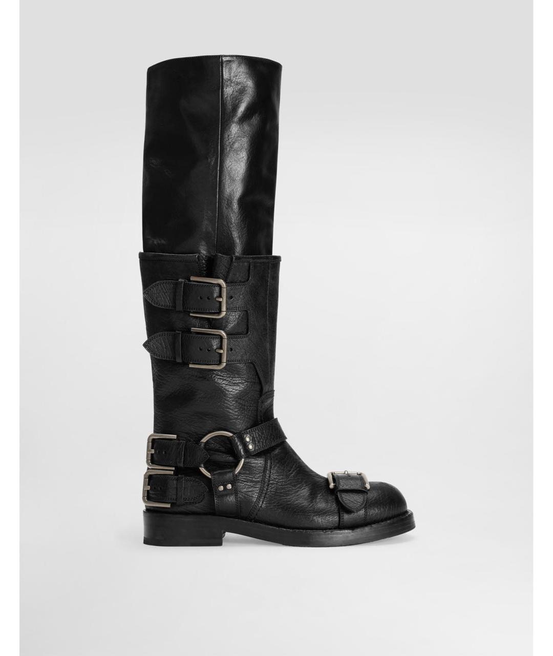 DOLCE&GABBANA Черные кожаные сапоги, фото 9