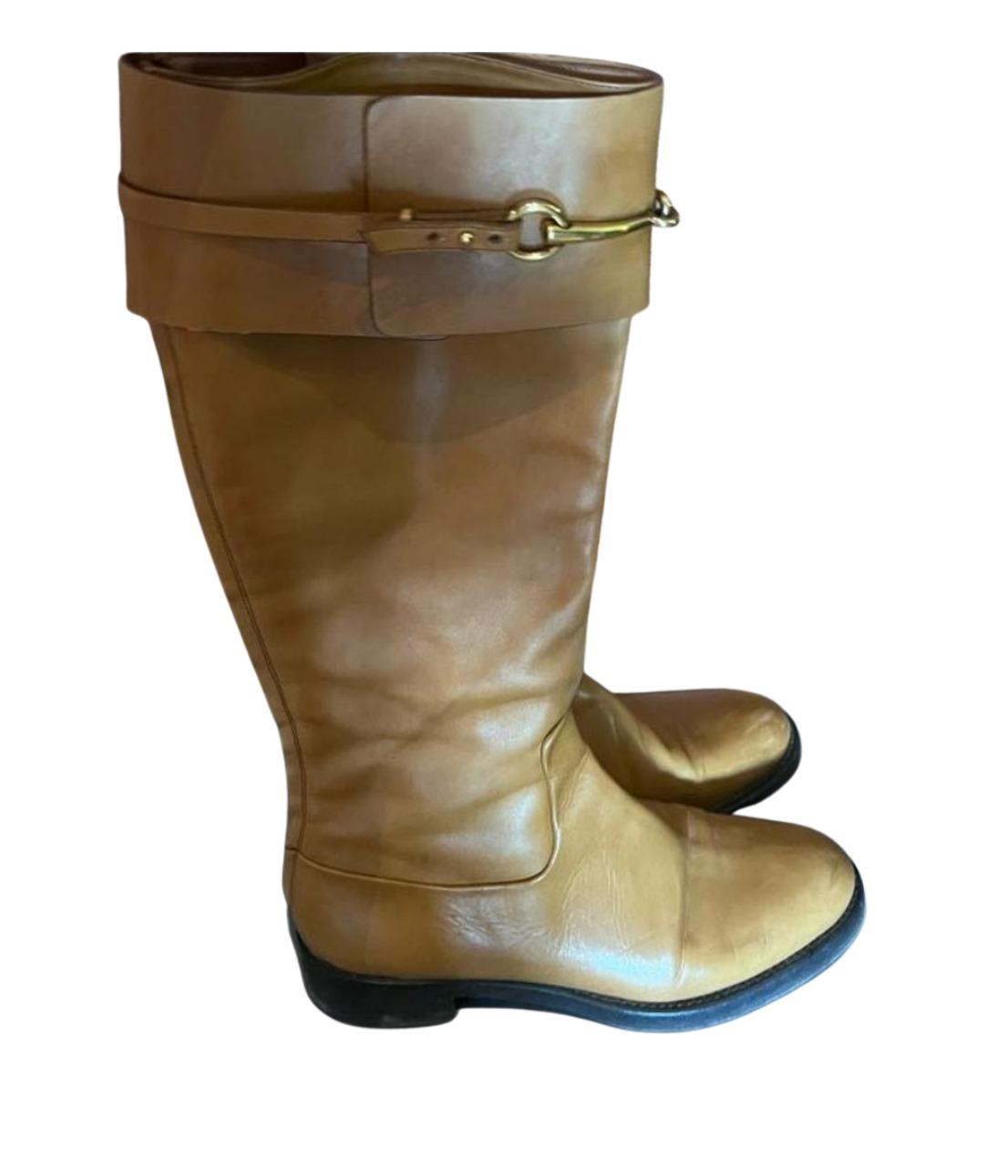 GUCCI Бежевые кожаные сапоги, фото 1