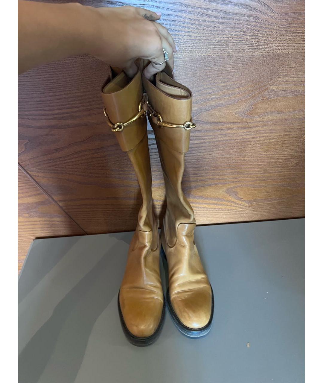 GUCCI Бежевые кожаные сапоги, фото 2