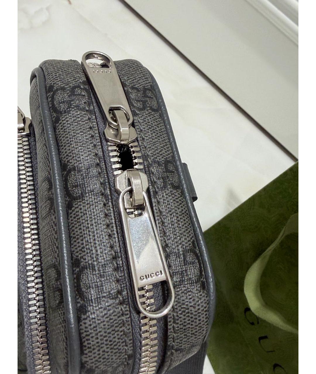 GUCCI Серая сумка на плечо из канвы, фото 4