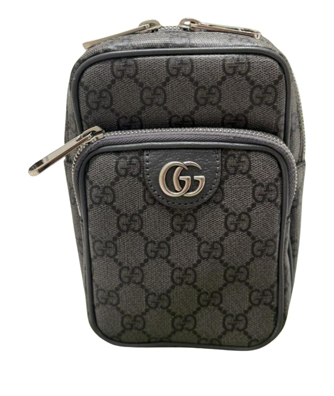 GUCCI Серая сумка на плечо из канвы, фото 1