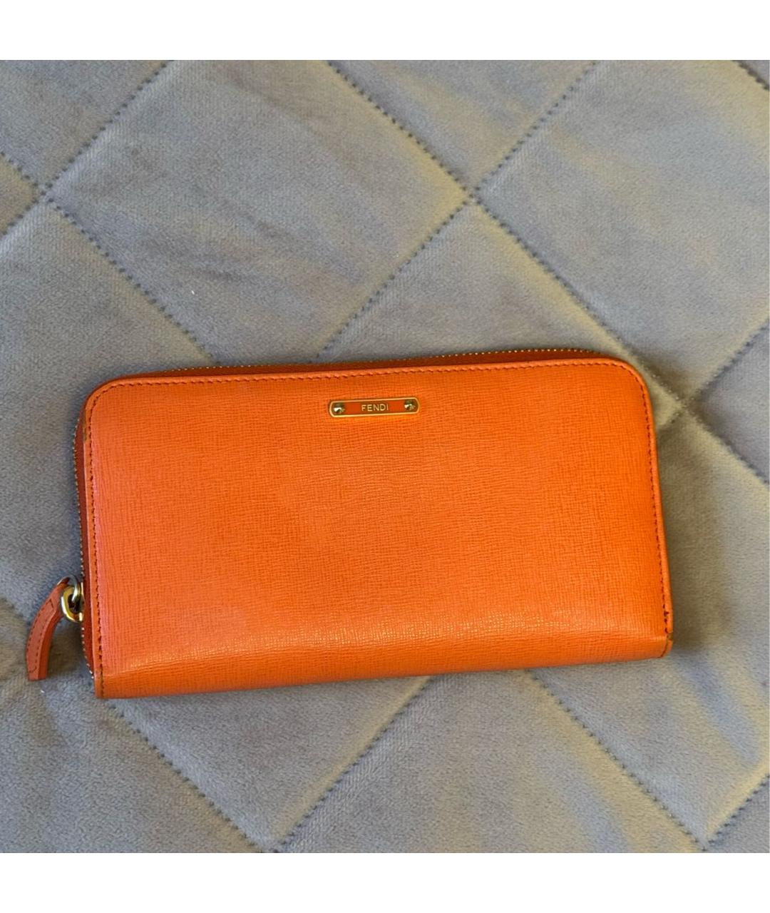 FENDI Оранжевый кожаный кошелек, фото 7
