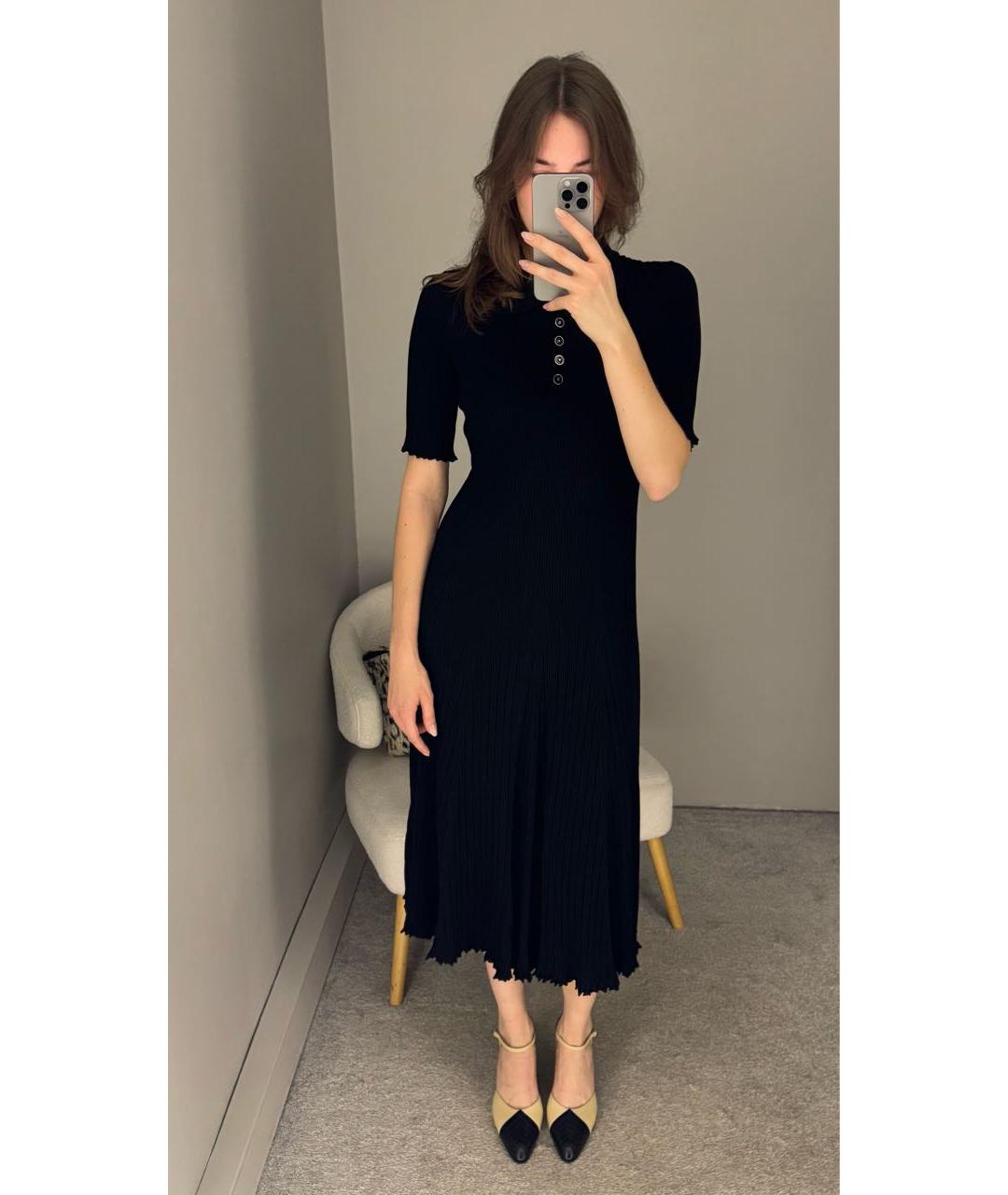 CHANEL Черное вискозное повседневное платье, фото 6