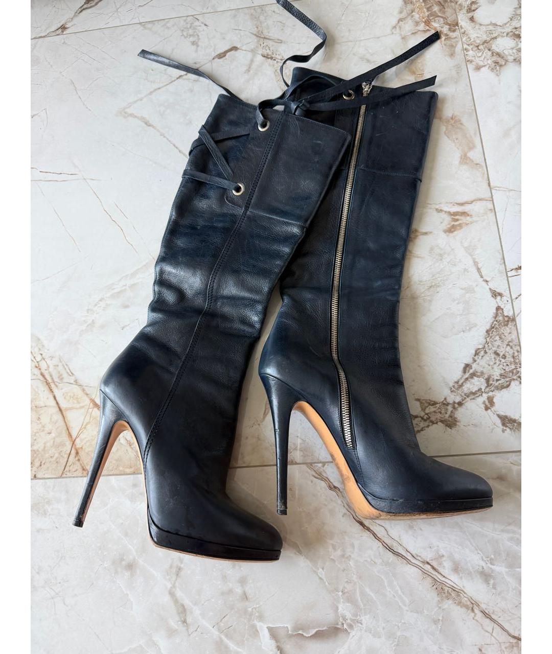 CASADEI Темно-синие кожаные сапоги, фото 9