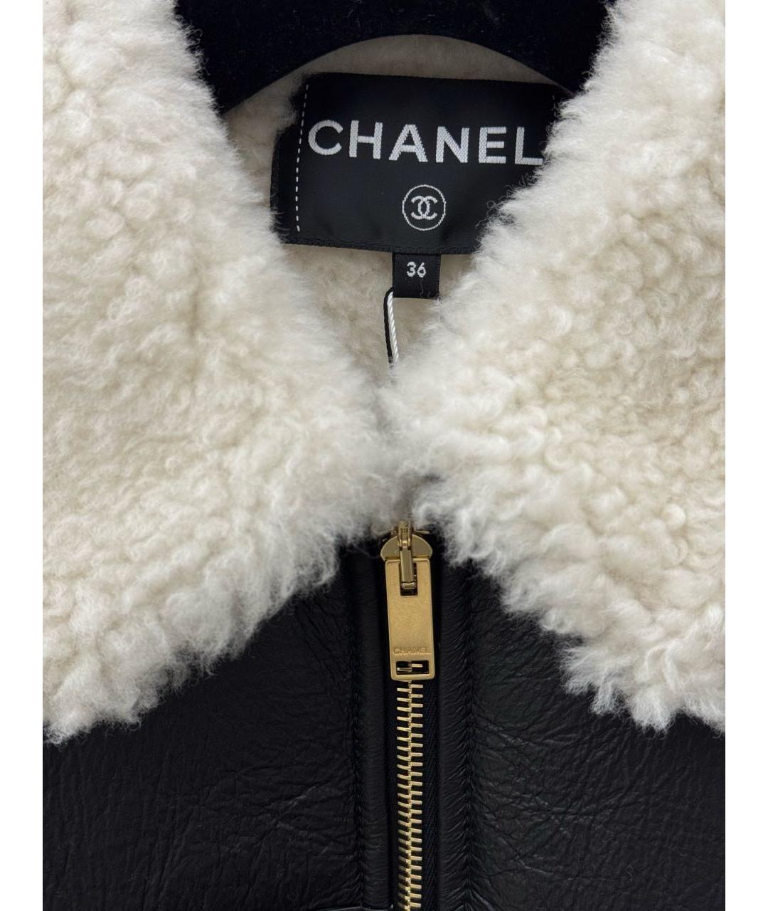 CHANEL Черная кожаная дубленка, фото 3