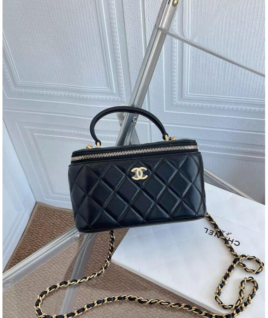 CHANEL Черная кожаная сумка с короткими ручками, фото 7