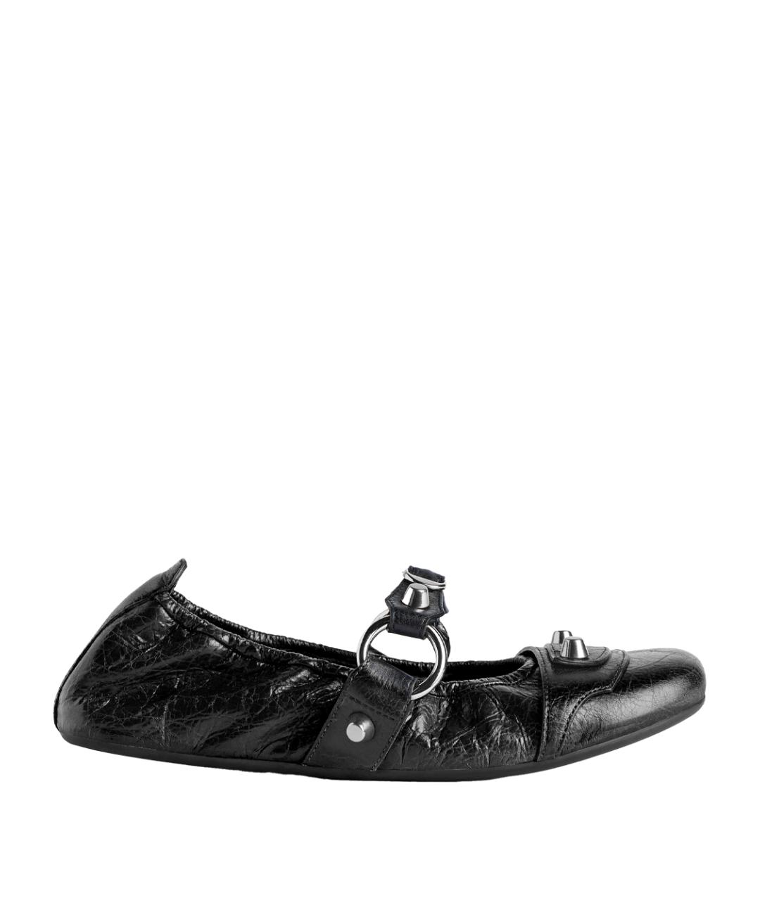 BALENCIAGA Черные кожаные балетки, фото 1