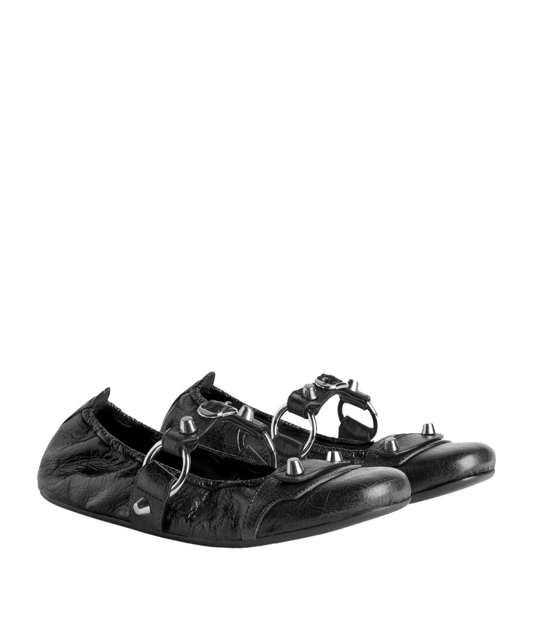 BALENCIAGA Черные кожаные балетки, фото 3