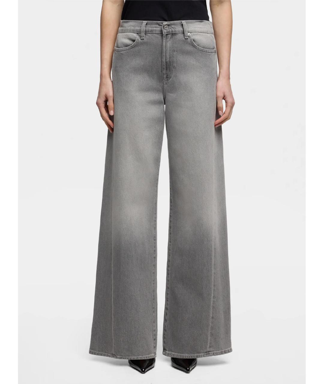 7 FOR ALL MANKIND Серые хлопковые прямые джинсы, фото 3