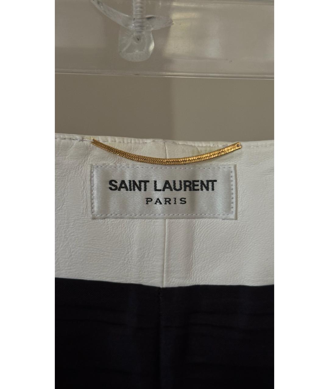 SAINT LAURENT Бежевая кожаная юбка мини, фото 4