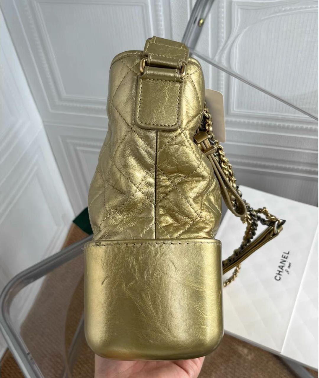 CHANEL Золотая кожаная сумка через плечо, фото 4