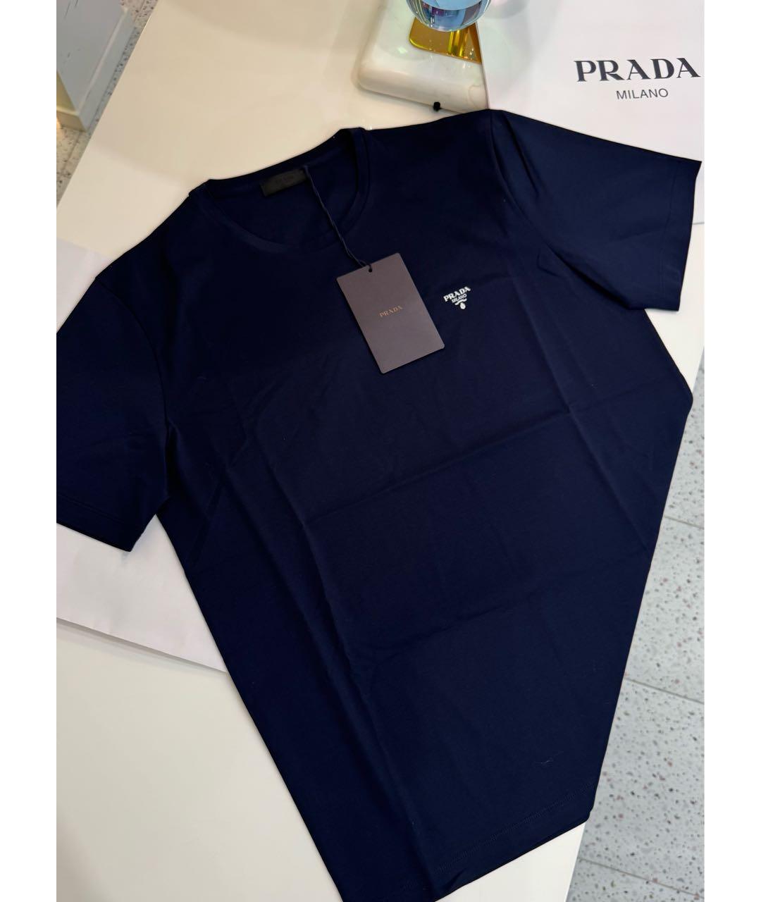 PRADA Темно-синяя хлопковая футболка, фото 5