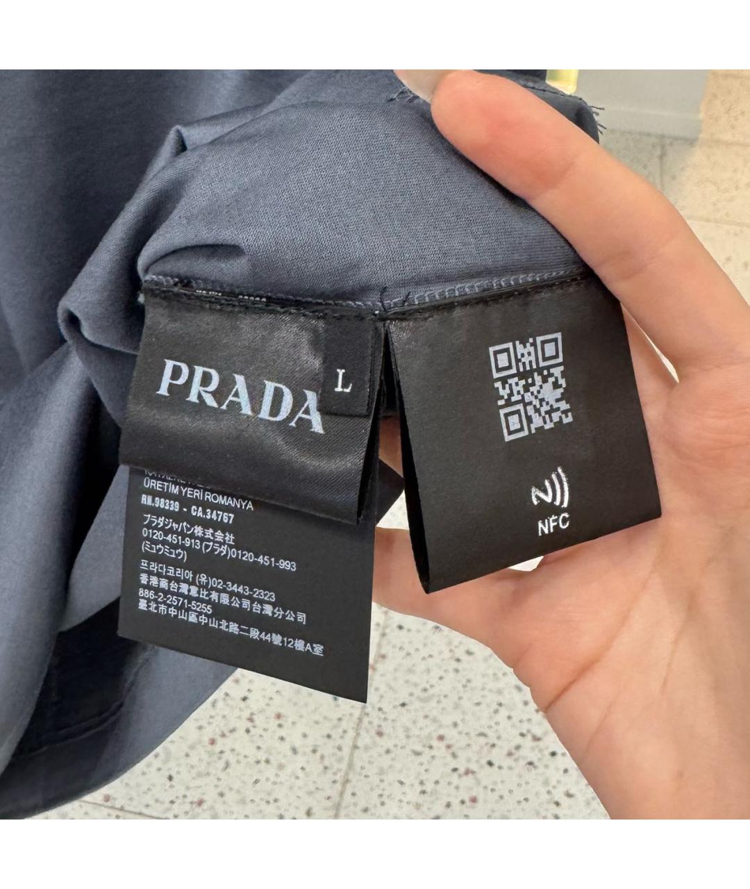 PRADA Антрацитовая хлопковая футболка, фото 3